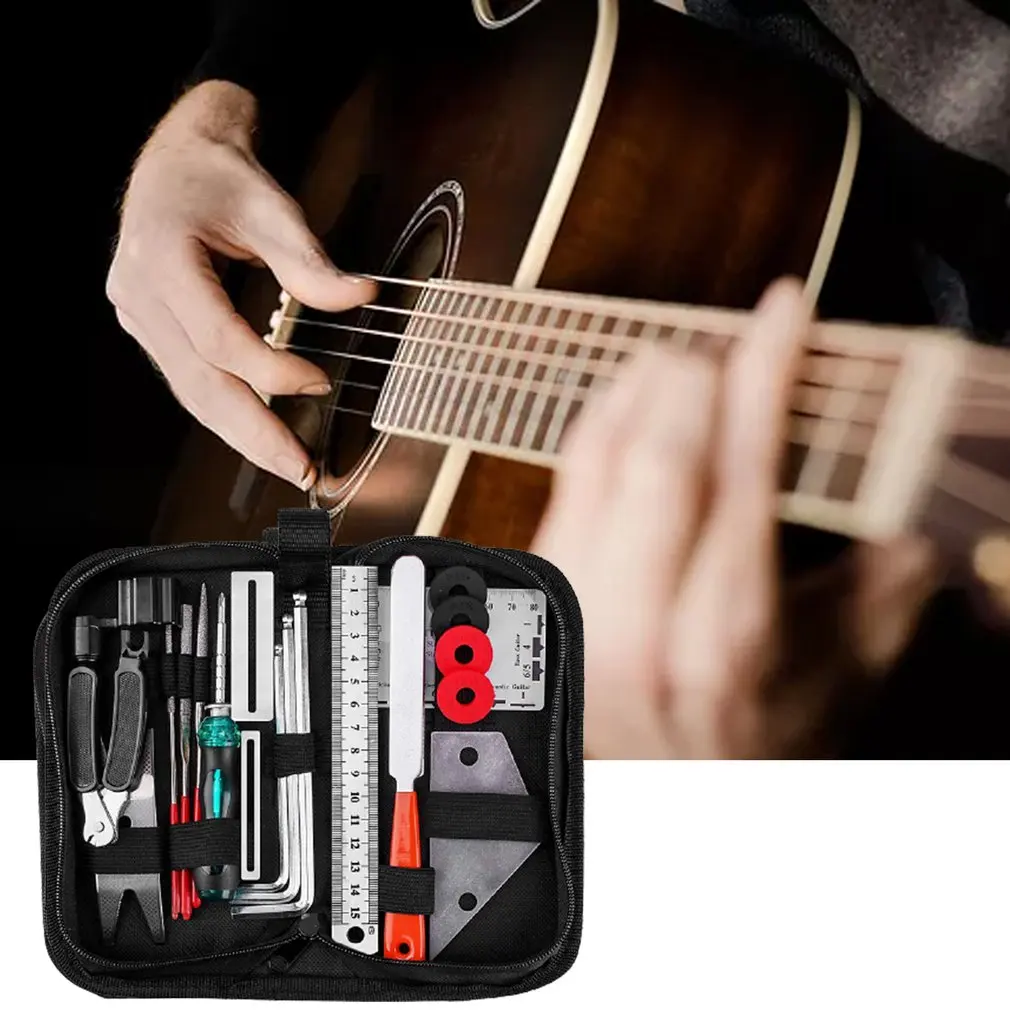 

Guitar Repairing Tool Kit Wire Plier String Organizer Fingerboard Protector Hex Wrencher Files Spanner Wrench