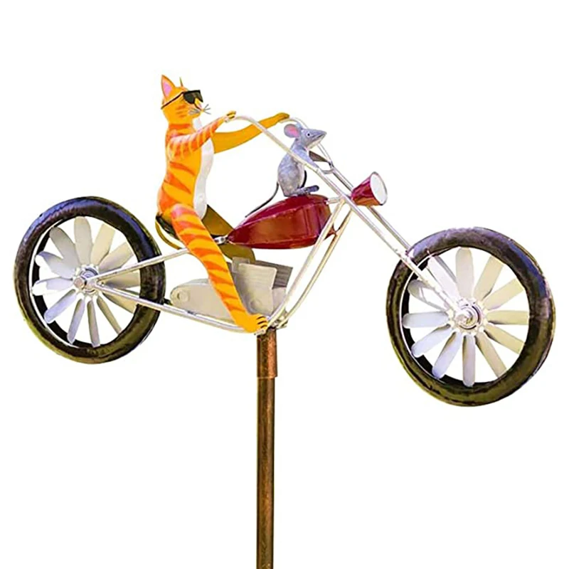 

1PC Vintage Bicycle Wind Spinner Metal Stake Frog Riding Motorcycle Windmill Decoration Yard and Garden Decorative Supplies