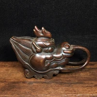 home decor 7tibet buddhism temple old bronze cinnabars chinese dragon statue faucet jug teapot kettle town house