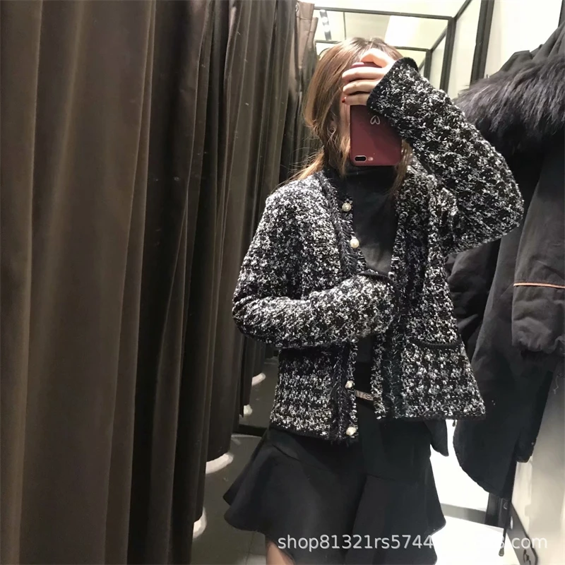 

YOSICIL Women Elegant Plaid Coat Long Sleeve Vintage Tweed Jacket Pocket Tassel Stylish Chic Coat Outerwear Autumn Spring