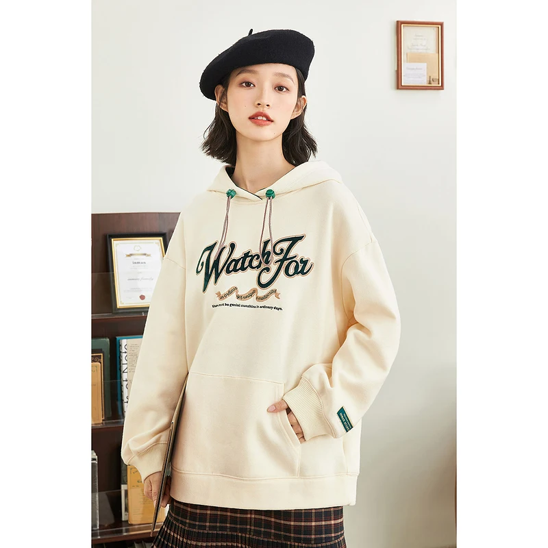 

INMAN Women's Hoodies Winter Pullover Drawstring Hooded Casual Oversized Loose Sports Style Long Sleeved Sweatshirt