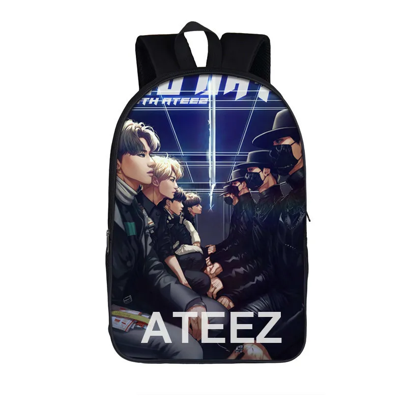 KPOP Ateez 3D студенческий рюкзак Холщовая Сумка для колледжа рюкзак женская сумка вентиляторы ответ на помощь