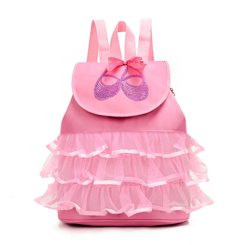 

Girls Pink Dance Backpack Ballerina Dancing Princess Lace Bags Kids Child Sports Gym Embroidery Shoulder Bag Ballet Bucket Bags