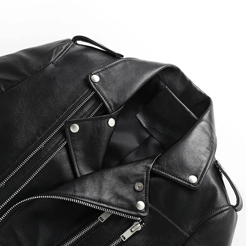 

Jaqueta Masculina Male Biker Jacket Pilot Leather Jacket Sheepskin Coat For Men Slim Zipper Genuine Leather Mens Jackets