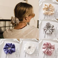 mueraa solid color fashion elegant scrunchies hair accessories headband for women girls stain lady elastic hairband headwear