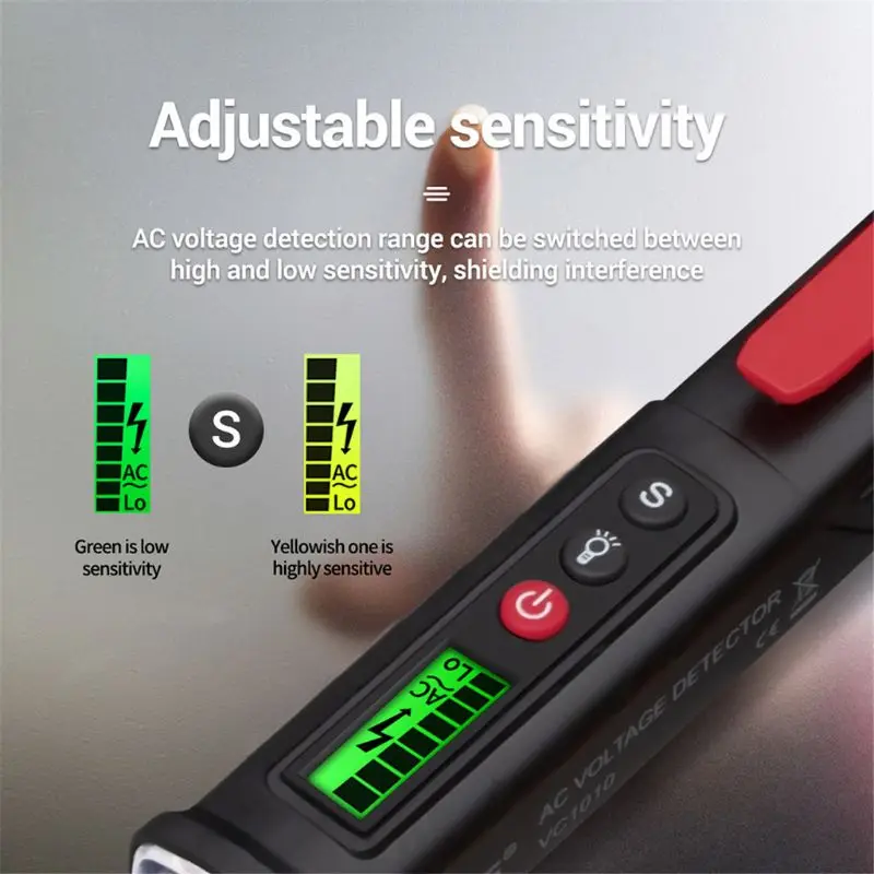 

VC1010 Digital Voltage Detectors 12-1000V AC/DC Non-Contact Pen Tester Meter Volt Current Electric Test Pencil 2