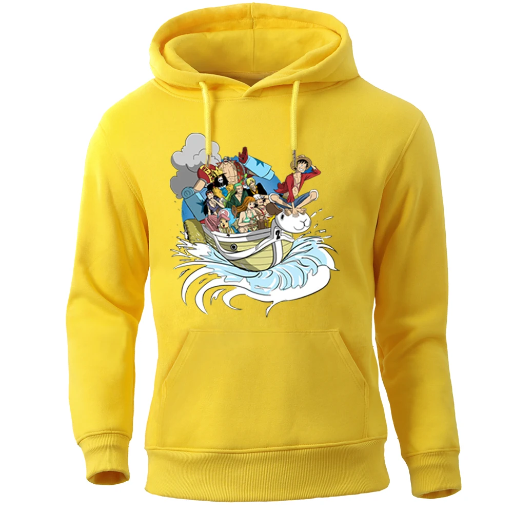 

Japanese Anmie Hoodie One Piece The Pirates King Mini Merry Hooded Sweatshirts Streetwear Men Hoodies Crewneck Pullovers Tops