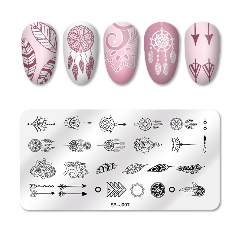 Шаблон для ногтей с четырьмя лилиями Ловец снов колокольчики листьев цветов