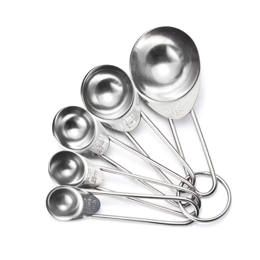 

5Pcs/Set Measuring Spoon Anti-rust Solid Stainless Steel Spring Chef Measuring Spoons for Kitchen Baking Cooking Teaspoons Tools