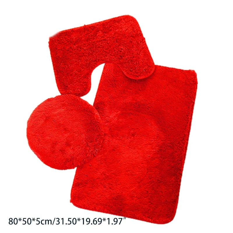 

634E Multicolor Bathroom Rug Set Machine Wash Bath Rug Contour Mat oilet Lid Cover