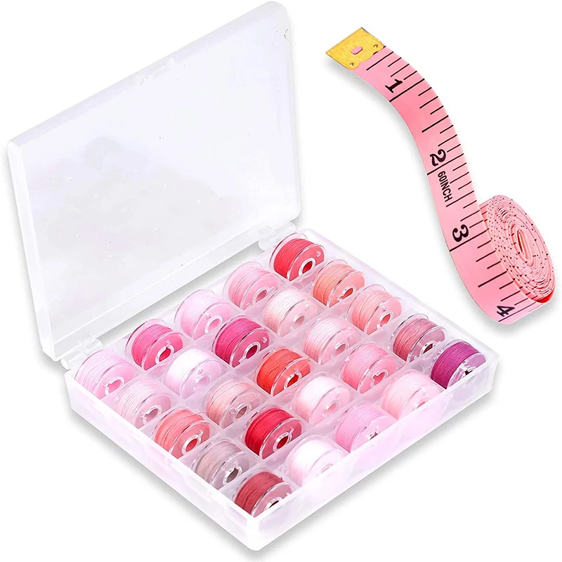 

LMDZ 25 Pcs Bobbins And Sewing Threads With Bobbin Holder Sewing Machine Thread And Measure Tape Sewing Thread Bobbins