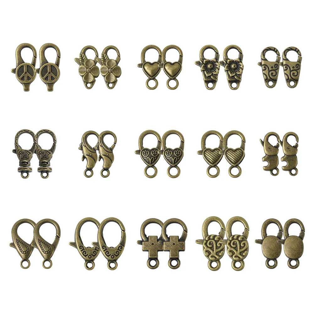 

30pcs Vintage Alloy Lobster Claw Clasps Hooks Connector Tibetan Style For Bracelet Necklace DIY Jewelry Making Components