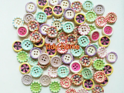 100 шт. деревянные пуговицы 15 мм|Пуговицы| |