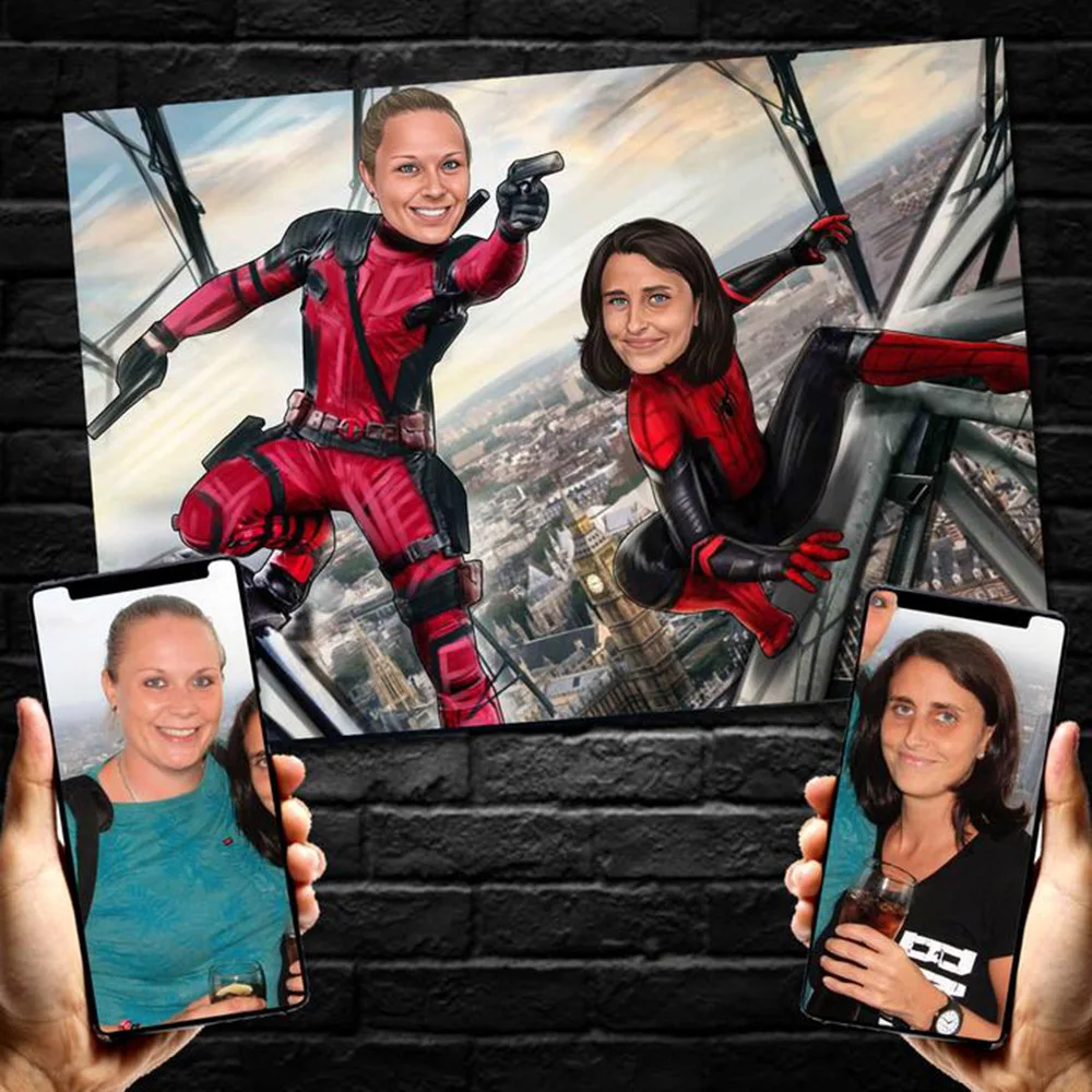 Супергерой Марвел папа или мама с супермальчиком супердевушкой картины на заказ