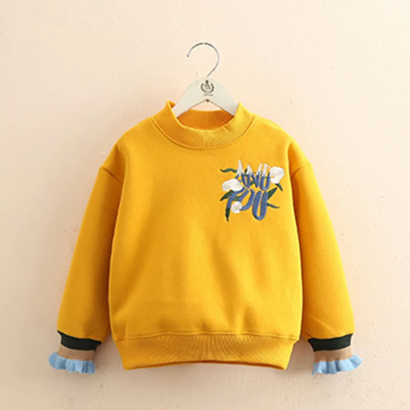 

2022 Autumn Winter Warm 3-6 8 10 11 12 Years Teenager Patchwork Flower Hoodies Kids Baby Girl Thickening Plus Velvet Sweatshirt