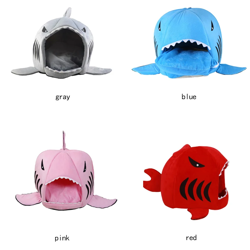 Оригинальный популярный кота собаки кровать Акула Форма моющийся дом любимчика
