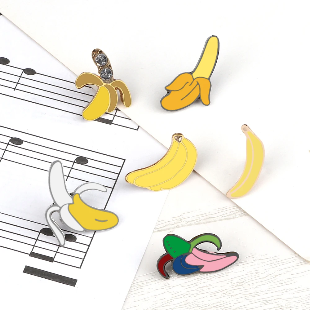 6 стилей милые эмалированные булавки с бананом Мультяшные Броши фруктами значок