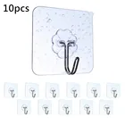 Прочный настенный крючок для ванной комнаты, прозрачная вешалка для полотенец, кухонный настенный держатель, крючки, органайзер, принадлежности для хранения, 10 шт.