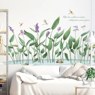 

Removable Green Plants Wall Stickers North European Self-adhesive Wall Decoration Skirting Line Corner Wall Decals Modern Poster