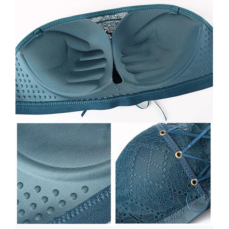 Привлекательный женский кружевной бюстгальтер без бретелек невидимый пуш-ап