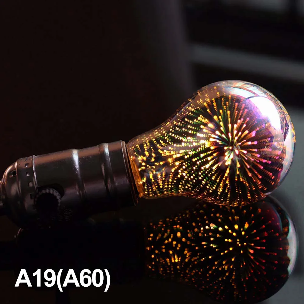 Светодиодная лампа E27 3D украшение лампы фейерверк 110 220V ST64 G95 G80 G125 A60 бутылка сердце Праздничные огни Новинка Рождественская лампа - Испускаемый цвет: A60
