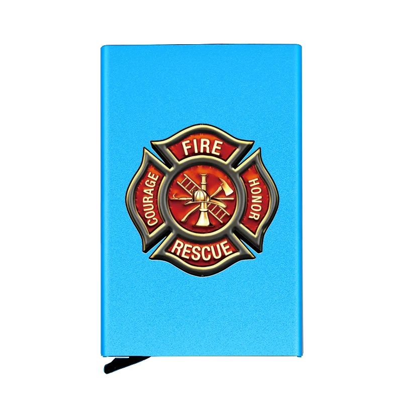 Fashion Fire Rescue Courage Honor Printing Fully Automatic Men Anti Metal Credit Card Holder Wallet Women Aluminum Case Gift | Багаж и