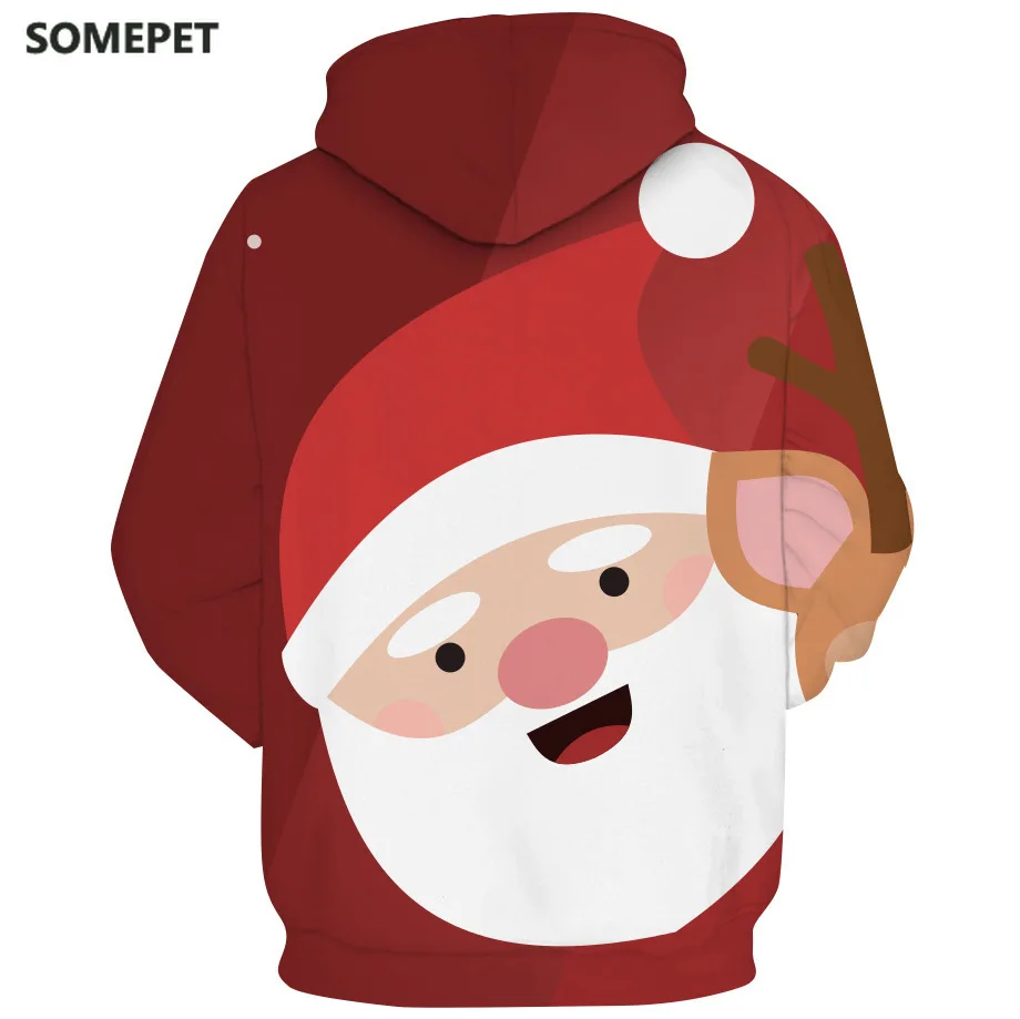 

Christmas Santa Claus Men's Hoodie 3D Printing Hooded Sweatshirt Fall Winter Fashion Snowman Hooded Pullover Children Clothing