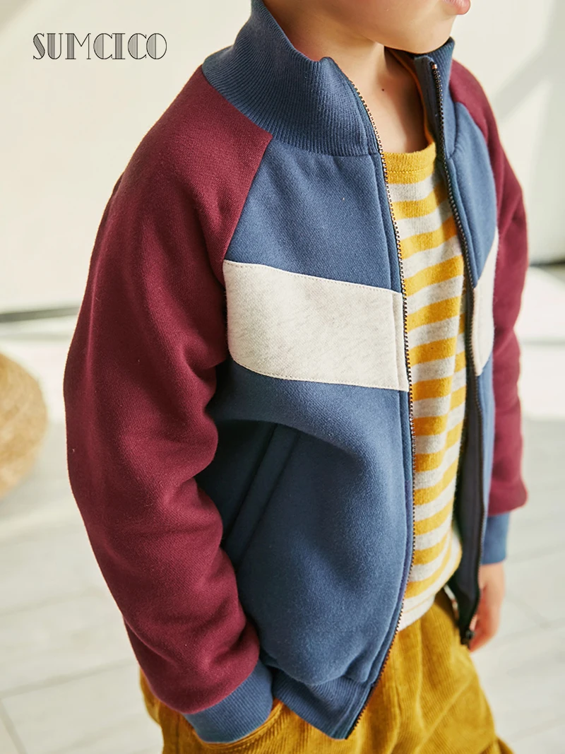 SUMCICO 2020 Latest Flano Stylish Color Block Jacket Dailywear Children's Sporty Toddler Soft Warm Coat Age 2-14Y |