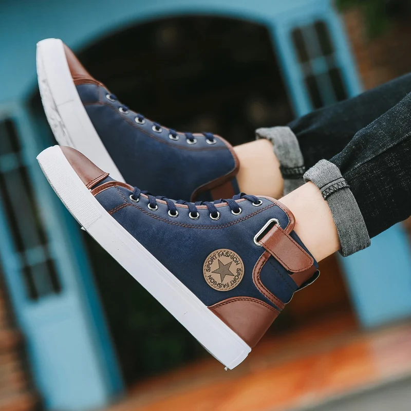 Модные кроссовки для мужчин Классическая Высокая обувь на шнуровке сезон