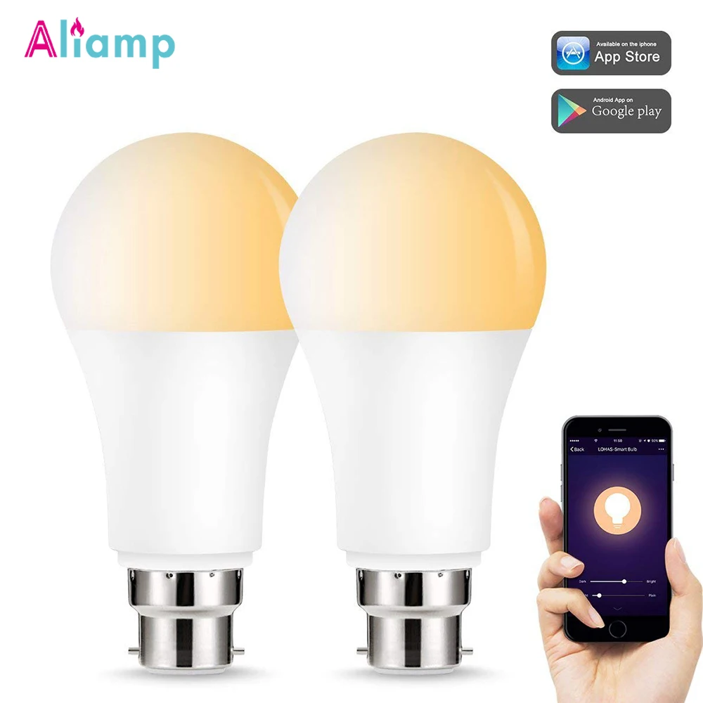 Умный светодиодный светильник лампы настраиваемый белый 2000K 6500K B22 байонет с