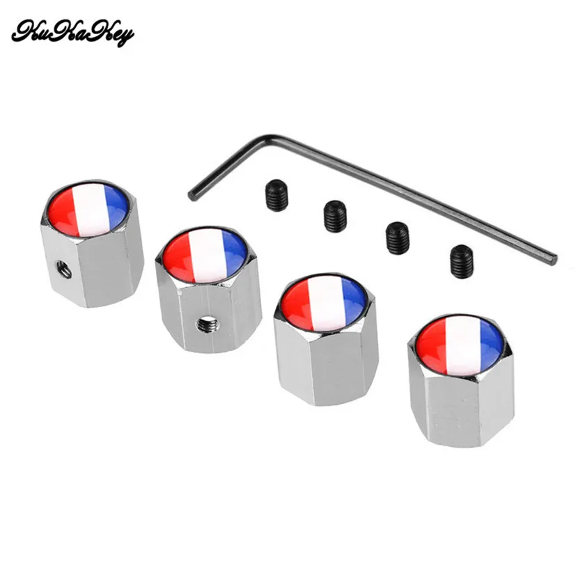 Колпачки для клапанов автомобильных шин с французским флагом противоугонные