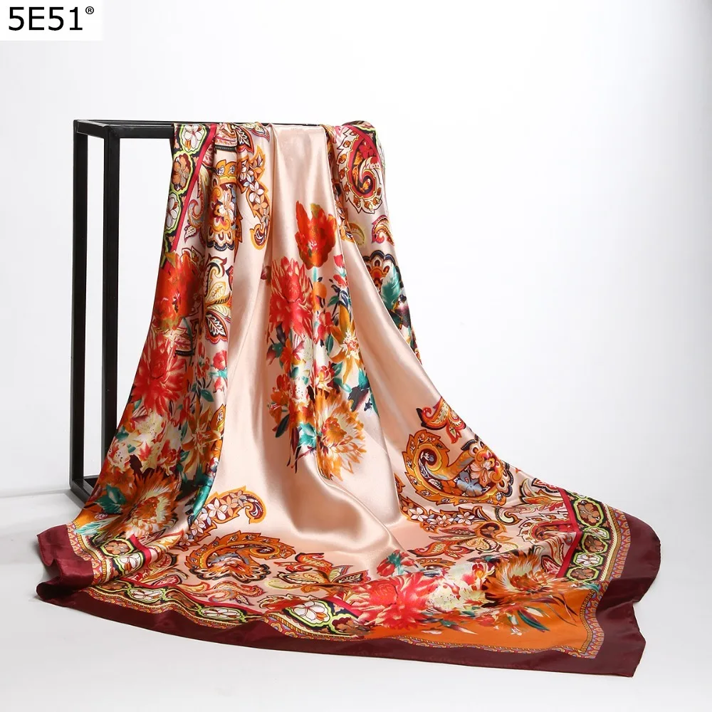 Модный мягкий атласный шарф/красивые шелковые шарфы quare на ощупь 90 см/подарки