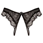 Женские кружевные стринги с открытой промежностью, трусики-стринги, сексуальное нижнее белье