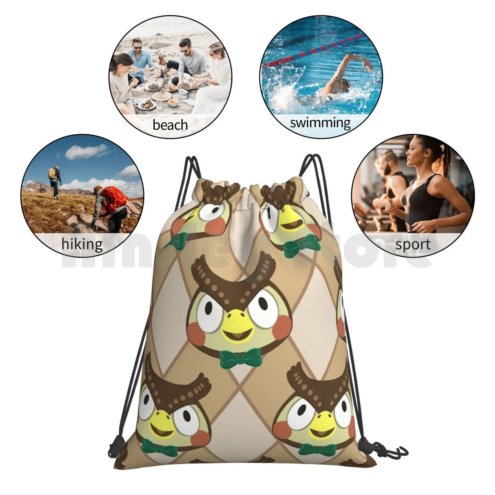 

Blathers Backpack Drawstring Bags Gym Bag Waterproof Blathers Animal Animal New Horizons