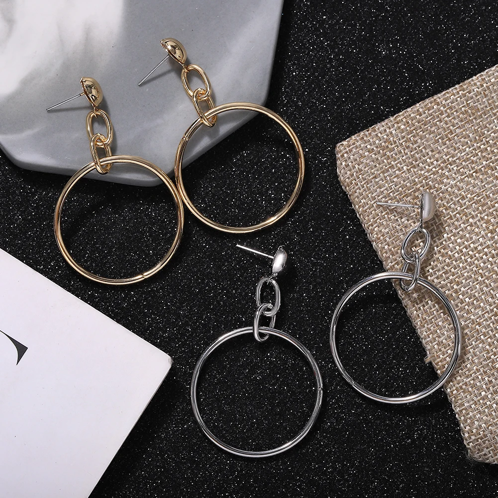 BA круглые Висячие корейские серьги новые модные женские Геометрические золотые