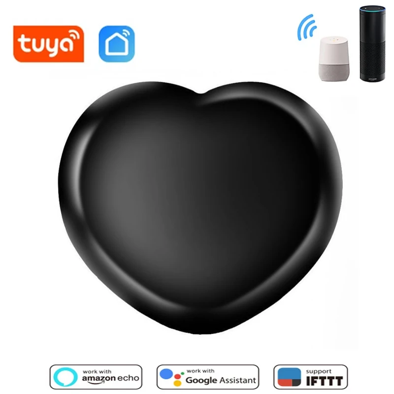 

Tuya умный WiFi ИК пульт дистанционного управления для кондиционера ТВ в форме сердца Инфракрасный контроль голоса для Alexa Google умный дом