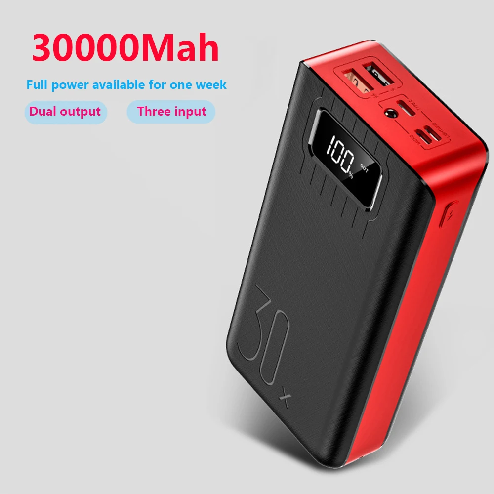 QI Быстрая Зарядка power Bank 30000 мАч USB Type C вход power bank светодиодный для Xiaomi huawei Iphone водонепроницаемый повербанк блок питания