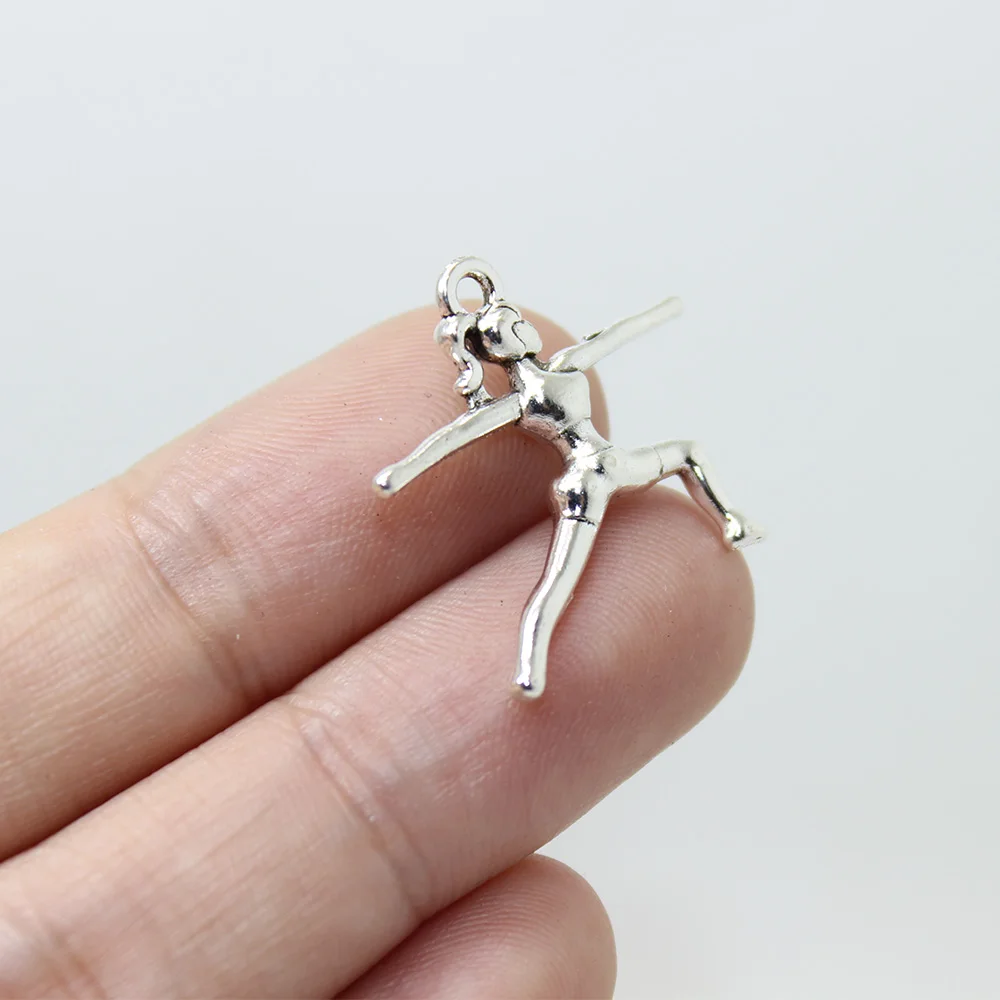 20 шт. Йога кулон античная серебряная танцевальная балерина девушки в стиле игры