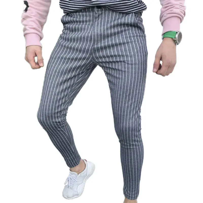 

Pants Men Summer Mens Clothing Fashion Striped Printed Casual Pants Fomal Party Pocket Slim Fit Mens Trousers
