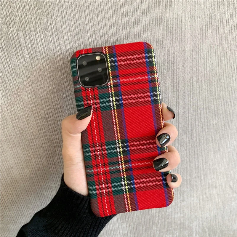 Ретро решетки холст тряпичный чехол для iphone 11 11Pro Max XS X XR 7 8 Plus Мягкий силиконовый
