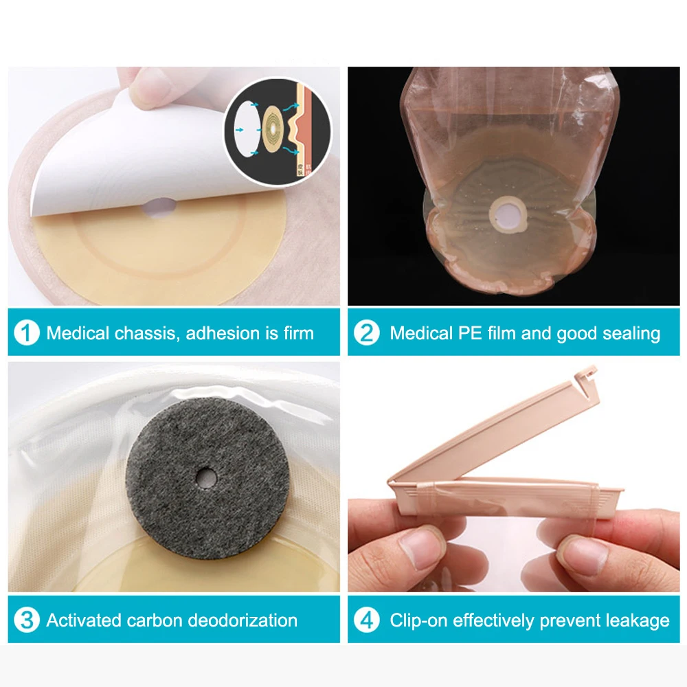 

Cofoe 10pcs One-piece Ostomy Bag Medical disposable Stoma Care System Colostomy 20-60mm ostomy Bag With Closure personal care