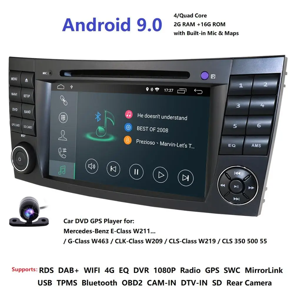 Два Din Автомобильный мультимедийный плеер Android 9 0 dvd для Mercedes/Benz/E