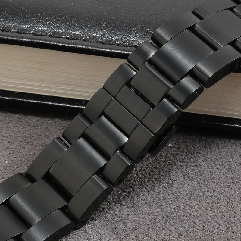 

22mm Stainless steel strap black silver watchband with butterfly buckle Replacement metal strap for M005430A men's bracelet
