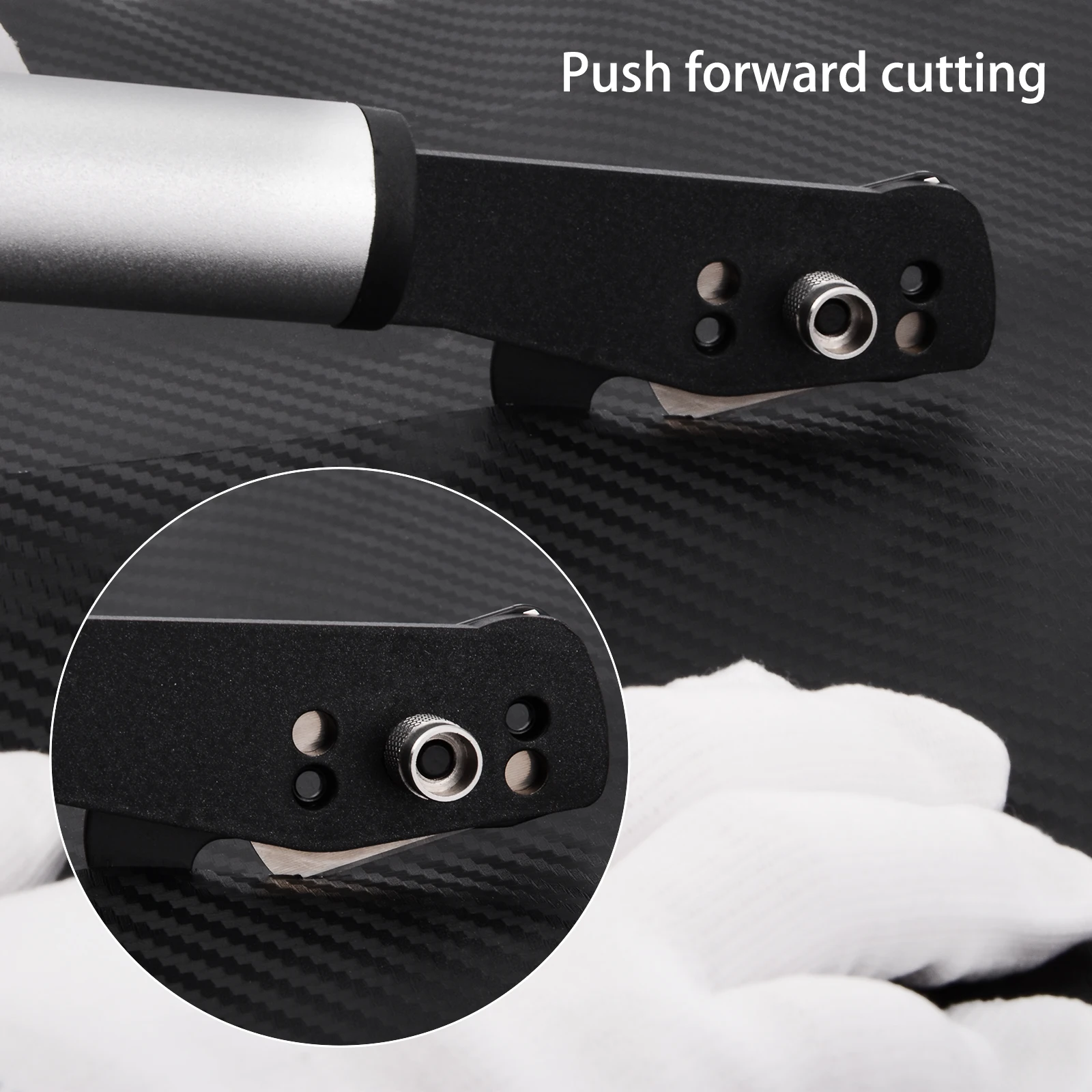 Online FOSHIO Dapat Diperpanjang Handle Film Vinyl Cutter Cutting Pisau + 10Pcs Blade Carbon Fiber Stiker Lembar Manual Kembali Slitter Cut Alat