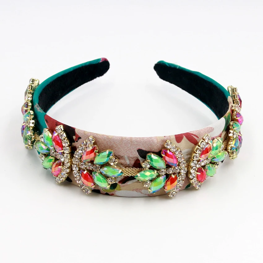 Роскошная винтажная барочная головная повязка с кристаллами в виде листьев