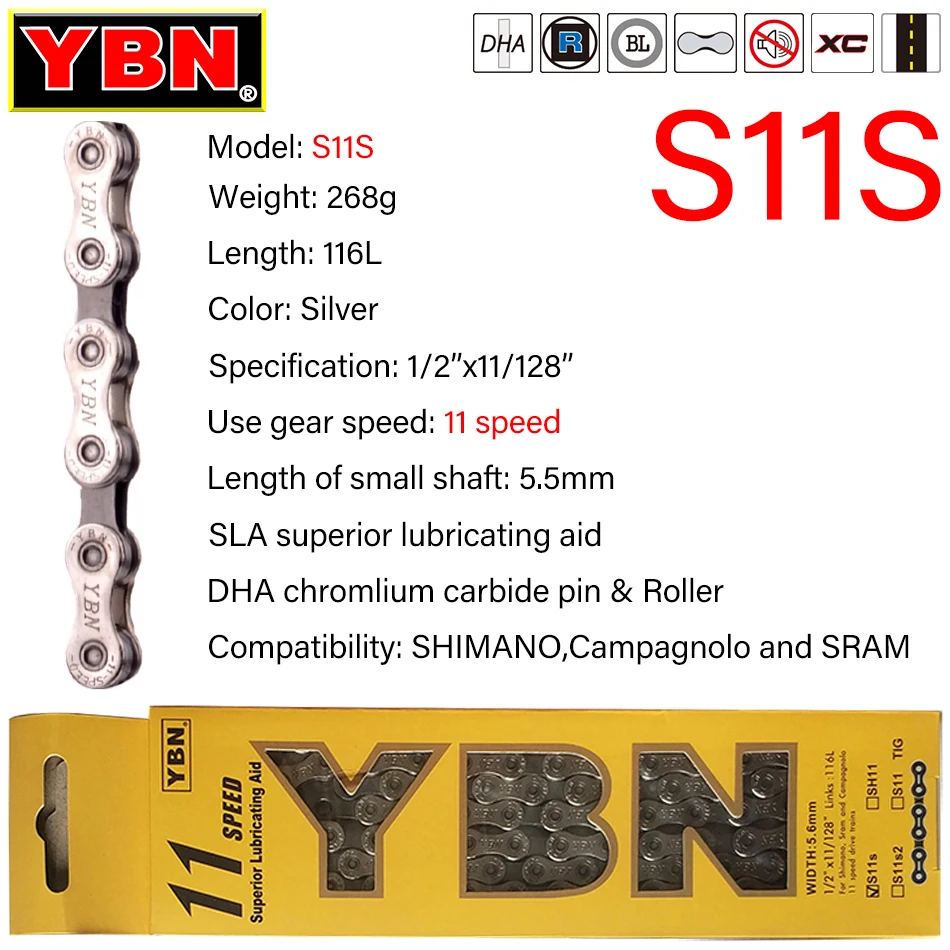 YBN велосипедные цепи MTB Горный шоссейный велосипед Chians 11 скоростная полая