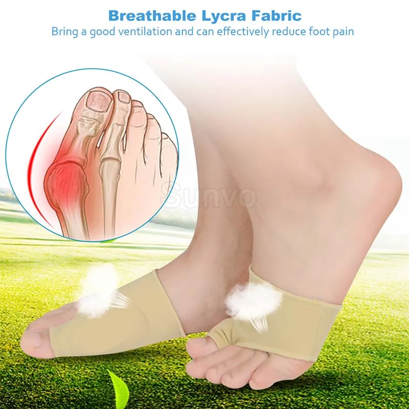 Sunvo Silicone Gel Hallux Valgus Care Pads for Bunion Orthopedic Sock Toe Separator Correction Foot Pain Relieve Sleeve Inserts