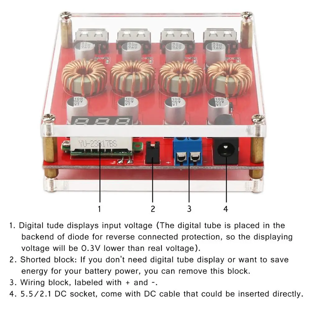 Buck Converter Voltage Regulator DC 8-30V to 5V Power Supply Transformer Charge Adapter Module 4 USB Port Support QC 3.0 2.0 | Электроника