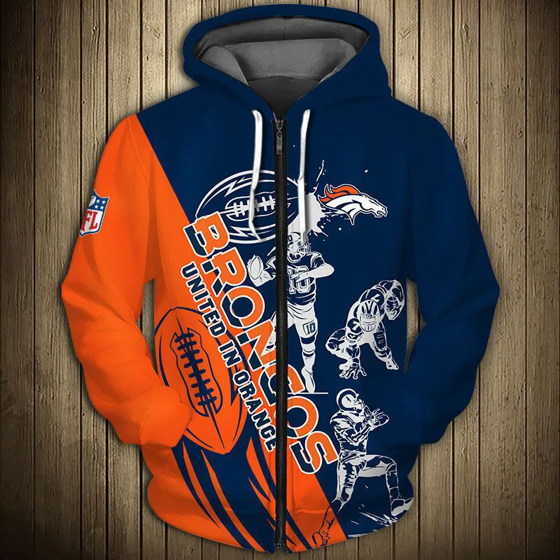 

2021 autumn new best-selling sweater thick curve orange blue stitching pattern horse 3d mustang zipper trend super Dalian hoodie