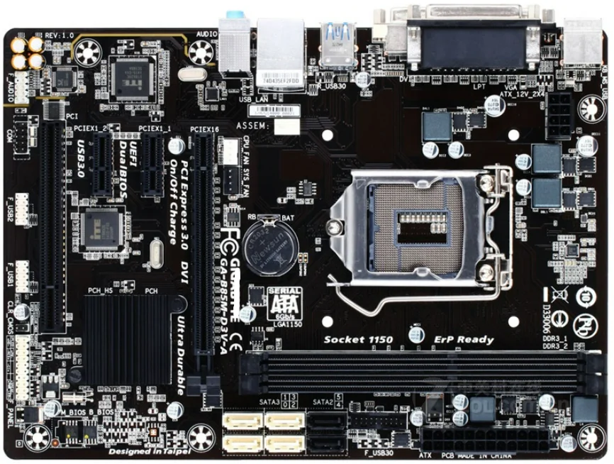 Giga GA-B85M-D3V оригинальная материнская плата LGA 1150 DDR3 B85M-D3V-A 16GB USB3.0 SATA3 B85 б/у для